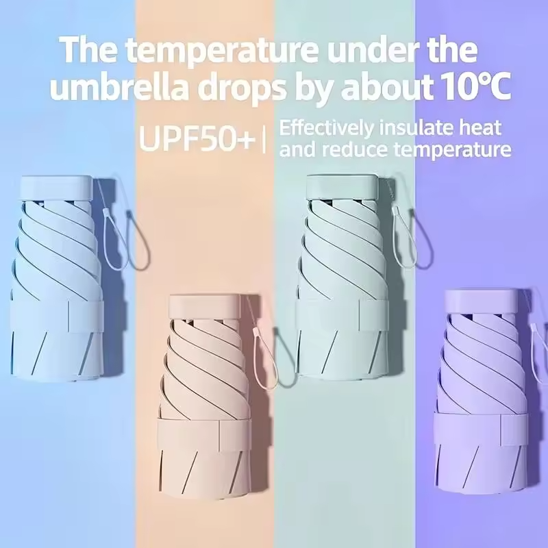 Compact Foldable Travel Umbrella UV Protection Lightweight Mini Pocket Sun Rain Umbrella Outdoor Daily Use
