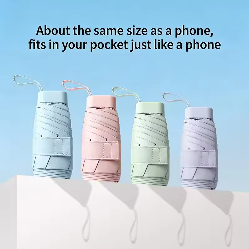 Compact Foldable Travel Umbrella UV Protection Lightweight Mini Pocket Sun Rain Umbrella Outdoor Daily Use