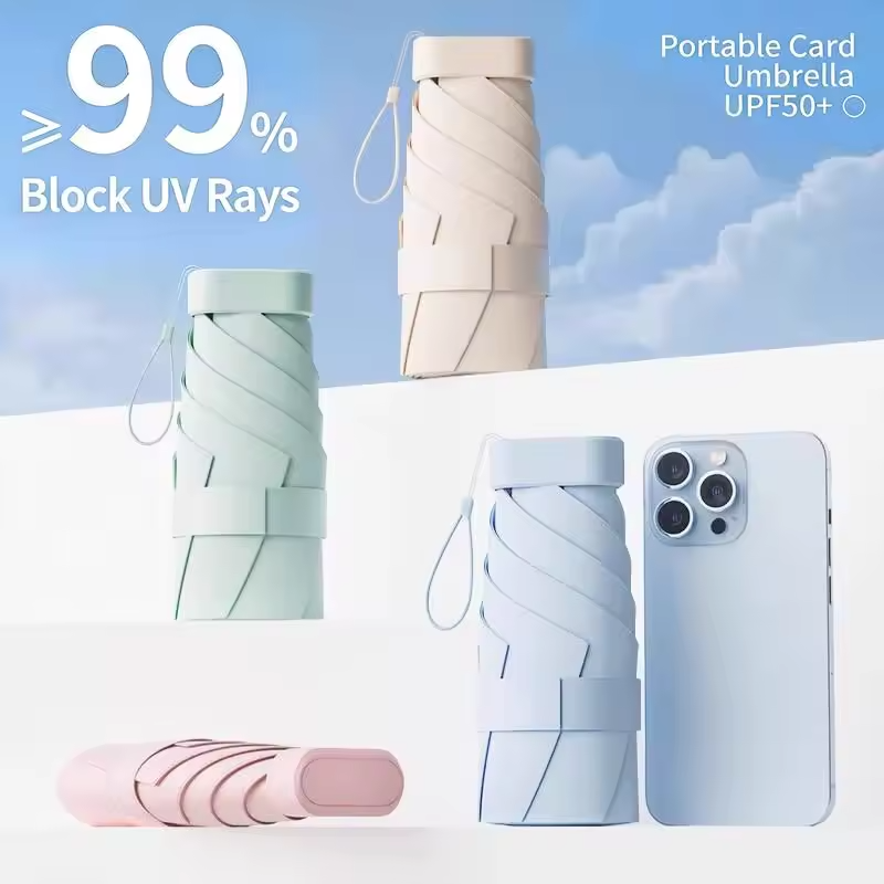 Compact Foldable Travel Umbrella UV Protection Lightweight Mini Pocket Sun Rain Umbrella Outdoor Daily Use