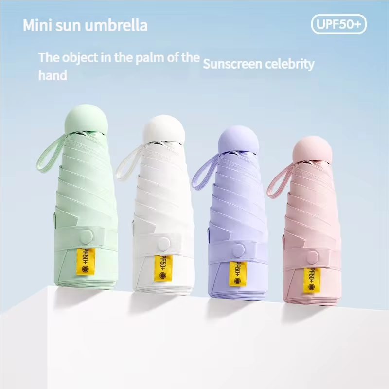 Mini Portable Folding Sun Umbrella for Women UV Protection Lightweight Compact Dual Purpose Sunny/Windy Condition