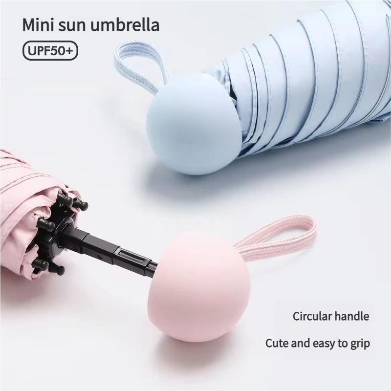 Mini Portable Folding Sun Umbrella for Women UV Protection Lightweight Compact Dual Purpose Sunny/Windy Condition