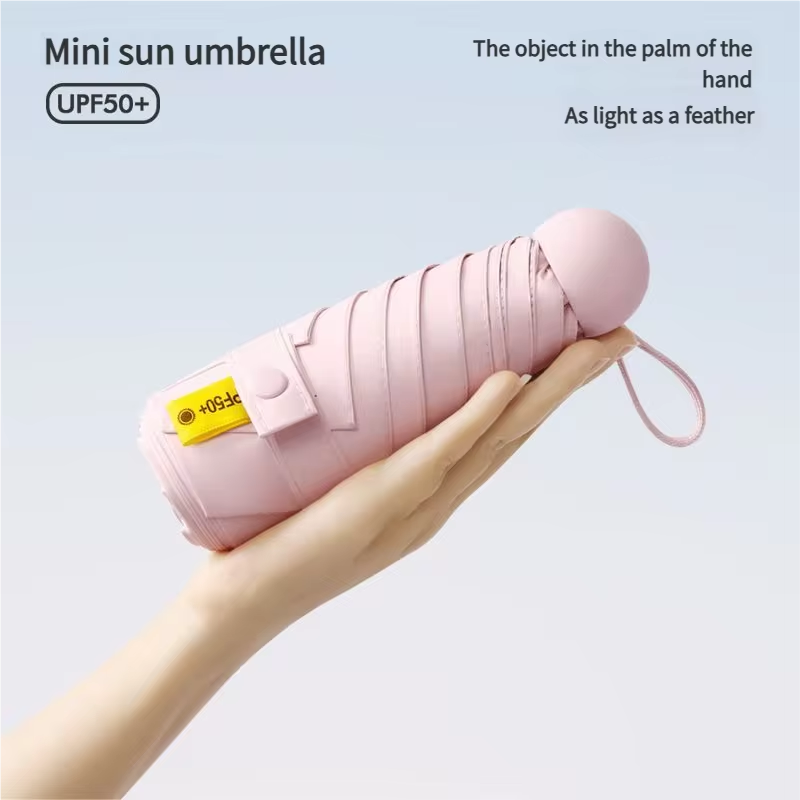 Mini Portable Folding Sun Umbrella for Women UV Protection Lightweight Compact Dual Purpose Sunny/Windy Condition
