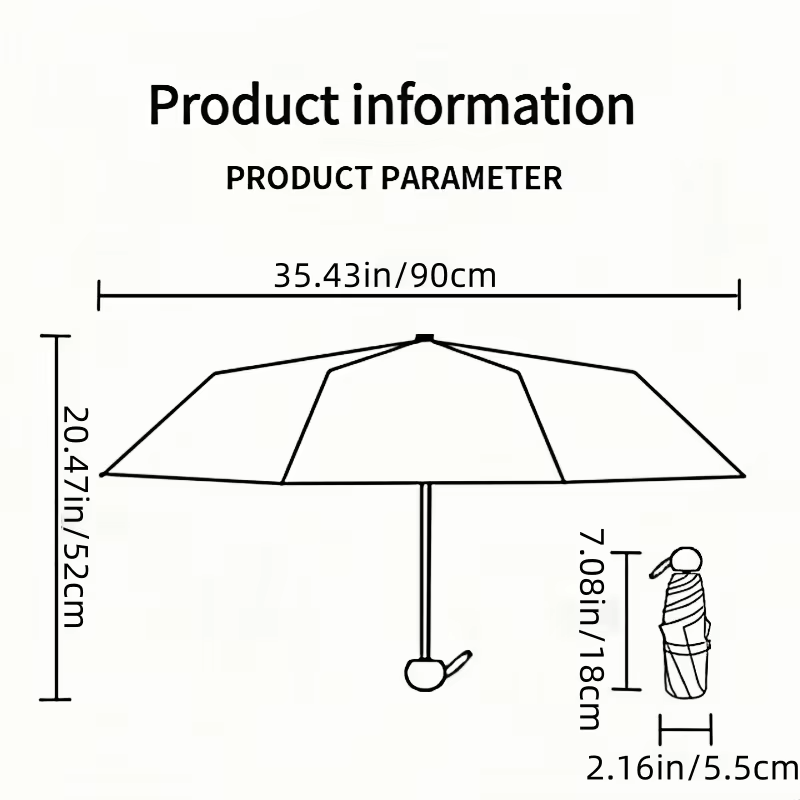 Mini Portable Folding Sun Umbrella for Women UV Protection Lightweight Compact Dual Purpose Sunny/Windy Condition