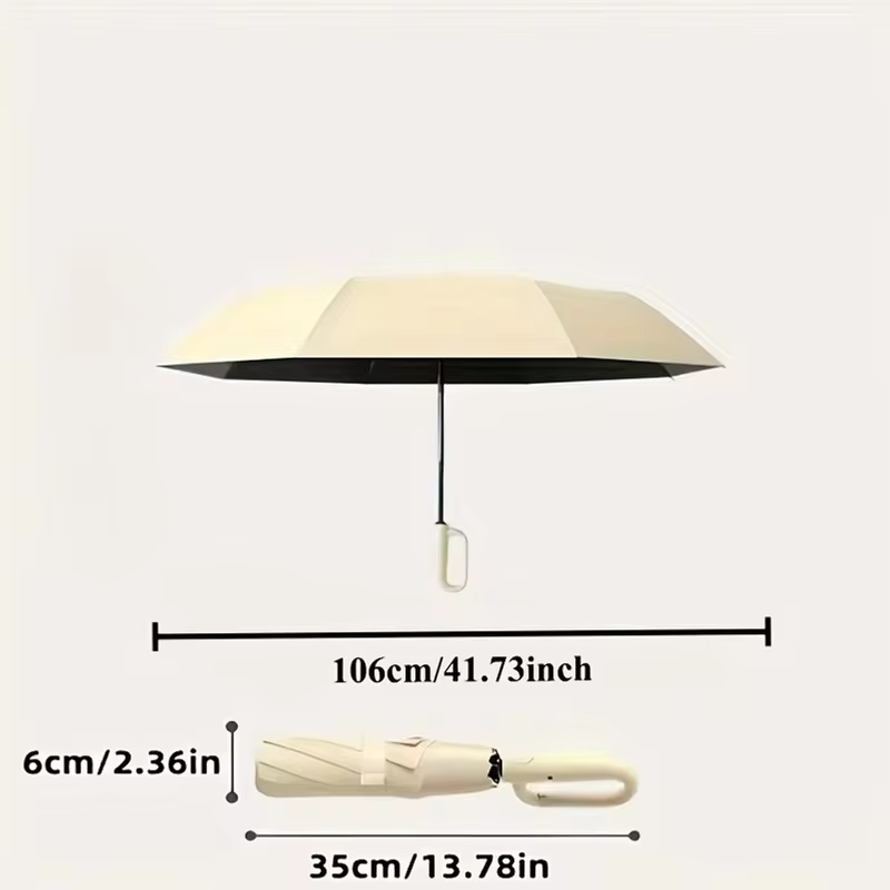 UV Protection Casual Folding UPF50+ Automatic Umbrella With Loop Buckle, Stylish Design Compact Sun, For Outdoor Travel