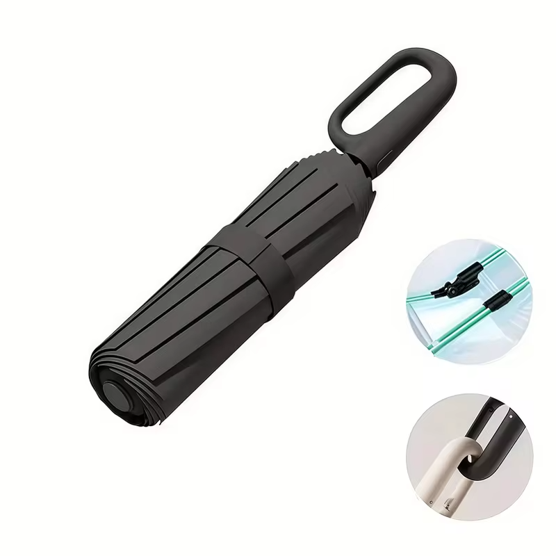 UV Protection Casual Folding UPF50+ Automatic Umbrella With Loop Buckle, Stylish Design Compact Sun, For Outdoor Travel