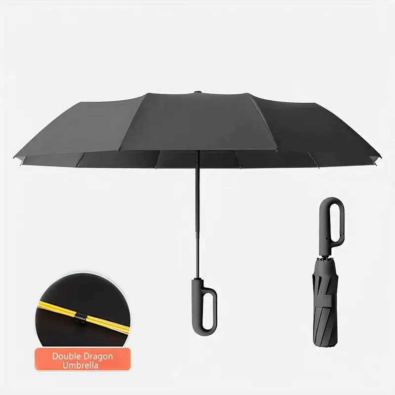 UV Protection Casual Folding UPF50+ Automatic Umbrella With Loop Buckle, Stylish Design Compact Sun, For Outdoor Travel