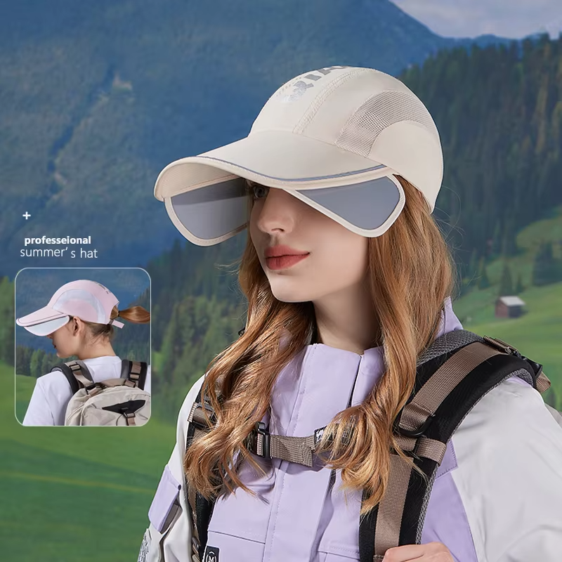 Summer protection hat women's outdoor cycling retractable large brimmed visor quick drying waterproof breathable duck tongue
