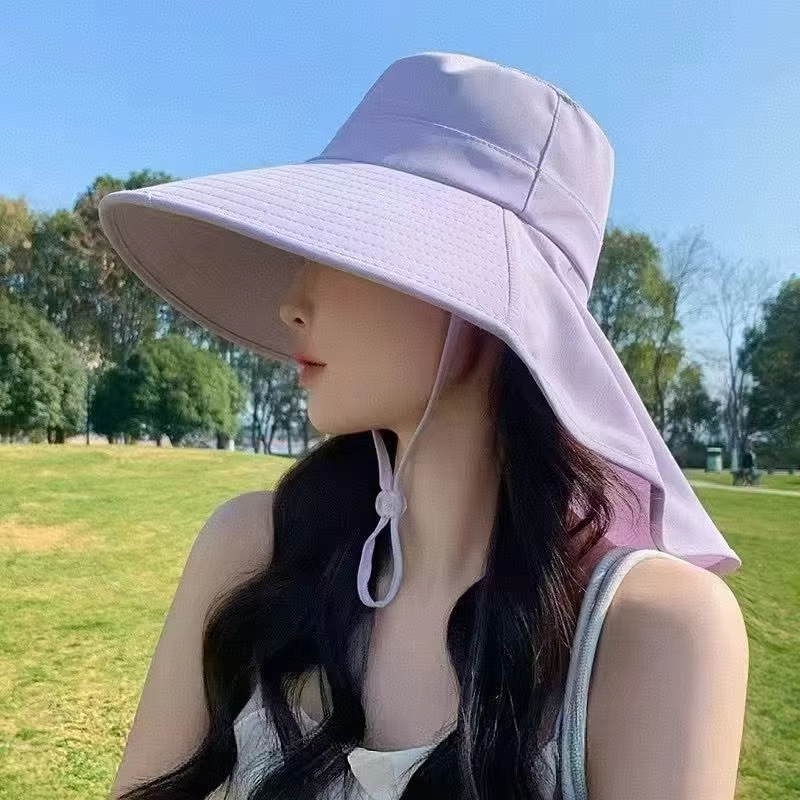 Big Brimmed Sun Protection Hat for Women 2026 New Model, UV Resistant, Waterproof, Face Covering, Shawl Sun Hat for Cycling