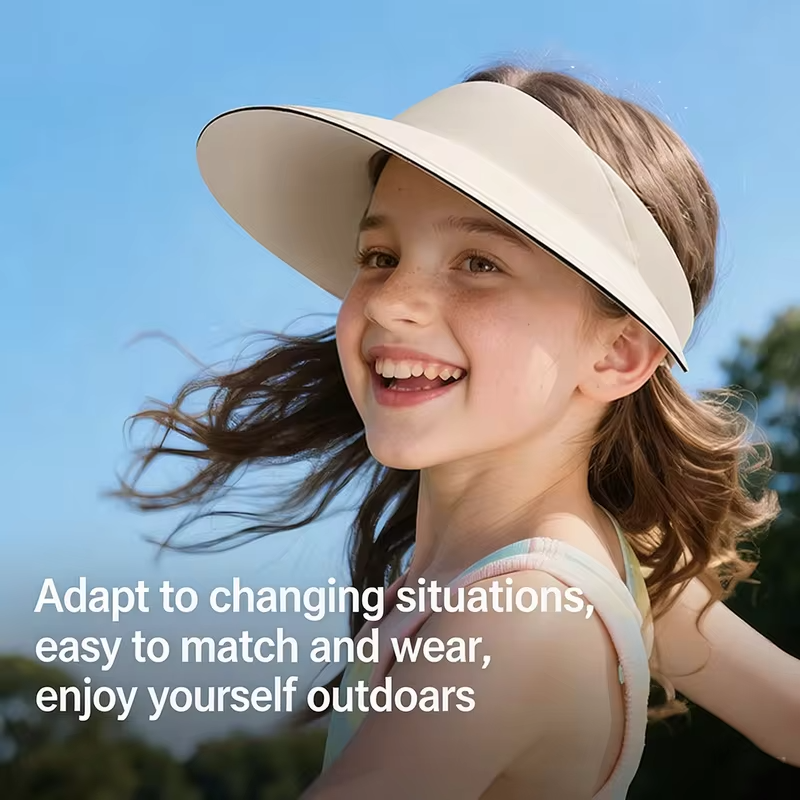 Foldable Empty Top Sun Hat For Boys Girls Summer Outdoor UV Protection Hat Breathable Seamless Portable Anti-ultraviolet Visor S