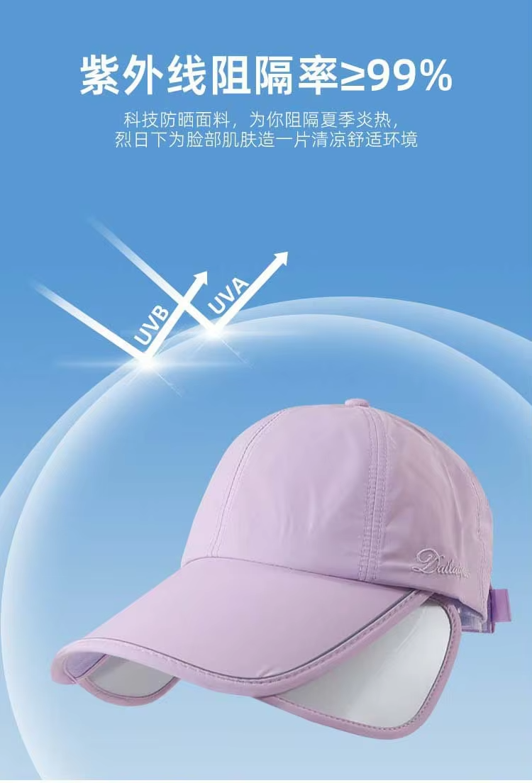 Summer Sun Hat for Women, Enlarged and Widened Brim, Outdoor Sports, Empty Top Duckbill Hat, Tied Ponytail Sun Hat